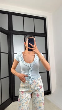 Mavi Fırfırlı Bluz GAUS-01462GAUSBlouseGAUS-01462