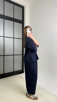 Lacivert Bluz Beli Lastikli Pantolon Modal Kumaş Basic Takım GAUS-01132GAUSTAKIMGAUS-01132