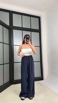 Lacivert Beli Lastikli Tencel Pantolon GAUS-01331GAUSPANTOLONGAUS-01331
