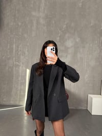 Linda Siyah Çizgili Astarlı Blazer CeketGausCEKETGU100172
