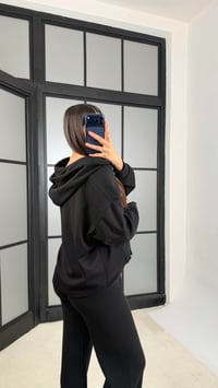 Siyah Kapüşonlu Hırka Beli Lastikli Pantolon İkili Triko Takım GAUS-01184GAUSTAKIMGAUS-01184