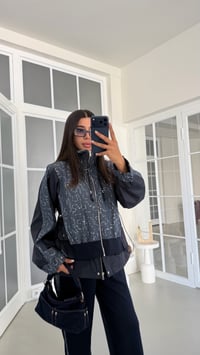 Lacivert Pullu Beli Lastikli Ceket Pantolon Paraşüt Detaylı Modal Takım GAUS-02048GAUSTAKIMGAUS-02048