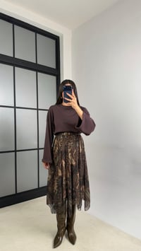 Yeşil Etnik Desenli Beli Lastikli Astarlı Tül Etek GAUS-01133 GAUS-01142GAUSETEKGAUS-01142