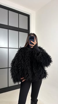 Siyah Saçaklı Astarlı Kürk GAUS-00750GAUSCEKETGAUS-00750