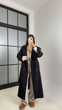 Siyah Astarlı Kuşaklı Premium Trençkot GAUS-00516GAUSTRENÇKOTGAUS-00516