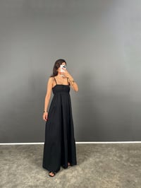 Rave Siyah Müslin Astarlı Uzun Askılı ElbiseGausELBİSEGU008757