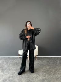 Franny Siyah Premium Deri Şardonlu İkili Takım GausTAKIMGU002652