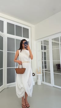 Beyaz Muadil Astarlı Balon Elbise GAUS-01805GAUSELBİSEGAUS-01805