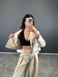 Ketrina Bej Tasarım Blazer Ceket İkili Takım GausTAKIMGU004366