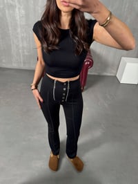 LO Çift Fermuarlı Siyah İspanyol Paça TaytGausTAYTGU00903924