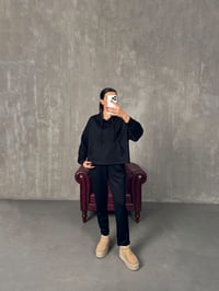 Luisa Siyah Kapüşonlu Modal Kumaş TakımGausTAKIMGU00904303