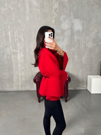 Gina Kırmızı ZR Model Kemerli Kaşe PançoGausPANCOGU00903886