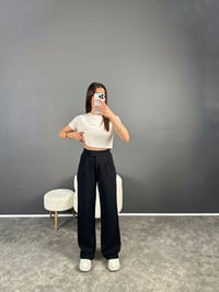 Riona Siyah Cırt Bantlı Pantolon GausPANTOLONGU007318