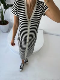 Çizgili Düğmeli Triko ElbiseGausELBİSEGU001801