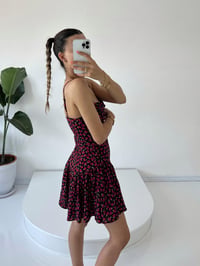 Cruella Siyah Çiçekli Çıtır Elbise GausELBİSEGU001430