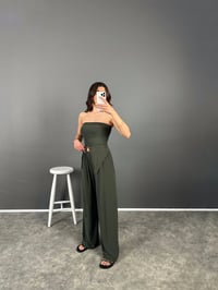 Alfa Haki Büzgülü Bluz Pantolon İkili TakımGausTAKIMGU008044