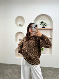Nomi Kahve Leopar Bisiklet Yaka Triko KazakGausKAZAKGU00903644