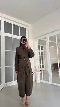 Haki Beli Ayarlanabilir Gömlek Balon Pantolon İkili Tencel Takım GAUS-02083GAUSSuitsGAUS-02083