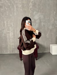 Brenda Kahve Üç İplik Şardonlu Ribanalı Fermuarlı CeketGausCEKETGU00904074