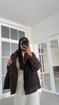 Kahve Ekose Detaylı Vatkalı Astarlı Ceket GAUS-02050GAUSJacketsGAUS-02050