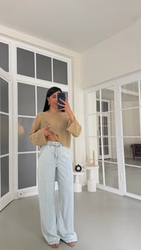 Buz Mavi Kuşaklı Tencel Denim Pantolon GAUS-01617GAUSPANTOLONGAUS-01617