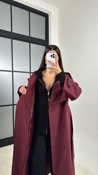 Bordo Astarlı Kuşaklı Premium Trençkot GAUS-00516GAUSTRENÇKOTGAUS-00516