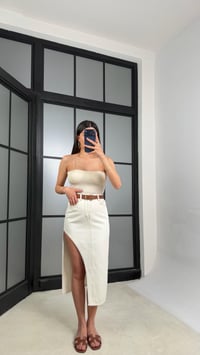 Kemik Yırtmaçlı Denim Etek GAUS-01314GAUSETEKGAUS-01314