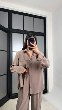 Vizon Vatkalı Gömlek Kemerli Pantolon İkili Tencel Takım GAUS-01319GAUSSuitsGAUS-01319
