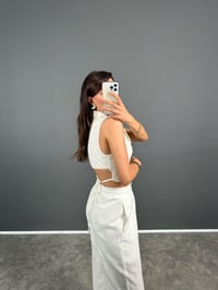 Dios Ekru ZR Model Sırt Dekolteli Astarlı Crop Yelek GausYELEKGU008503