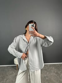 Sonho Siyah İnce Çizgili Oversize GömlekGausGÖMLEKGU007251