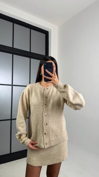 Taş Düğmeli Hırka Beli Lastikli Etek Triko Takım GAUS-00823GAUSTAKIMGAUS-00823