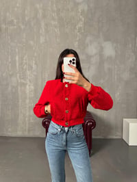 Suzi Kırmızı Tüvit Kısa CeketGausCEKETGU00903962