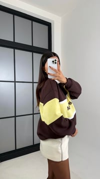 Kahve California Yazılı Şardonlu 3 İplik Sweatshirt GAUS-00471GAUSالسويت شيرت GAUS-00471