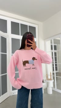 Pembe Muadil Köpek Desenli Triko Kazak GAUS-02181GAUSKAZAKGAUS-02181