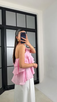 Pembe Boyundan Bağlamalı Fırfır Detaylı  Bluz GAUS-01465GAUSBLUZGAUS-01465