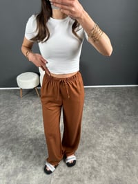 Nia Kahverengi Keten Beli Lastikli PantolonGausPANTOLONGU007255