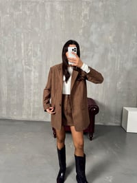 Lawri Kahve Süet Ceket Etek İkili TakımGausTAKIMGU00903839
