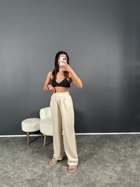 Gabardin Beli Lastikli Palazzo Pantolon GausPANTOLONGU008028