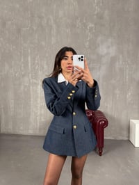 Nadin Mavi Belden Oturtmalı Astarlı Vatkalı Denim CeketGausCEKETGU100639