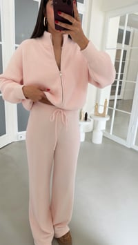Pembe Çift Fermuarlı Hırka Beli Lastikli Pantolon İkili Yumuşak Kumaş Premium Takım GAUS-02303GAUSTAKIMGAUS-02303