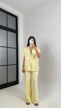 Sarı Oys Muadil Cep Detaylı Fermuarlı Yelek Beli Lastikli Pantolon Model Takım Gaus00587GausTAKIMGU1002370