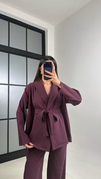 Mürdüm Kimono Beli Lastikli Pantolon İkili Muadil Takım GAUS-01113GAUSTAKIMGAUS-01113