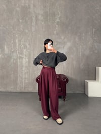 Frank Bordo Önden Düğmeli Pileli Bol Poliviskon PantolonGausPANTOLONGU00904409