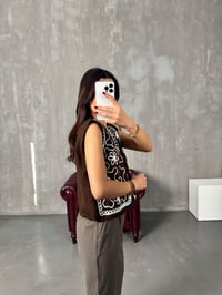 Rone Kahve Nakışlı Triko YelekGausYELEKGU00903974