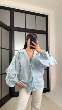 Mavi Fırfır Detaylı Vual Kumaş Gömlek GAUS-01288GAUSShirtGAUS-01288