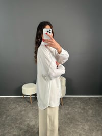 Daria Beyaz Keten Oversize Gömlek GausGÖMLEKGU007104