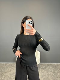 Siyah Uzun Kollu Transparan TrikoGausTRİKOGU004660