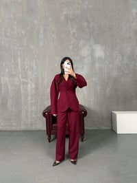 Roni Bordo Belden Oturtmalı Ceket Pantolon Premium TakımGausTAKIMGU100417