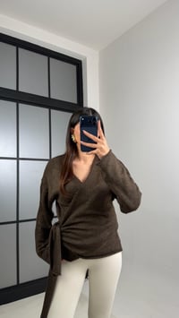 Kahve Bağlama Detaylı Triko Hırka GAUS-00888GAUSKAZAKGAUS-00888