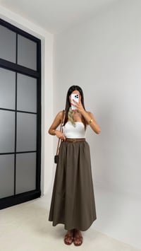 Haki Beli Lastikli Cepli Poplin Etek GAUS-0041GAUSETEKGAUS-0041